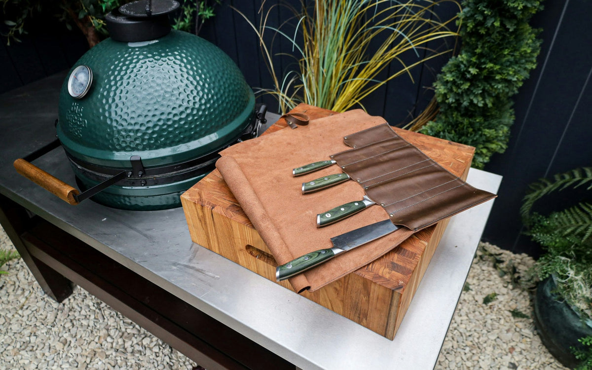 Big Green Egg Leather Knife Roll